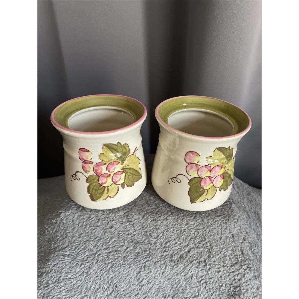 2  Metlox Poppy Trail Sculptured California Fruit Pattern Sugar Bowls No Lids